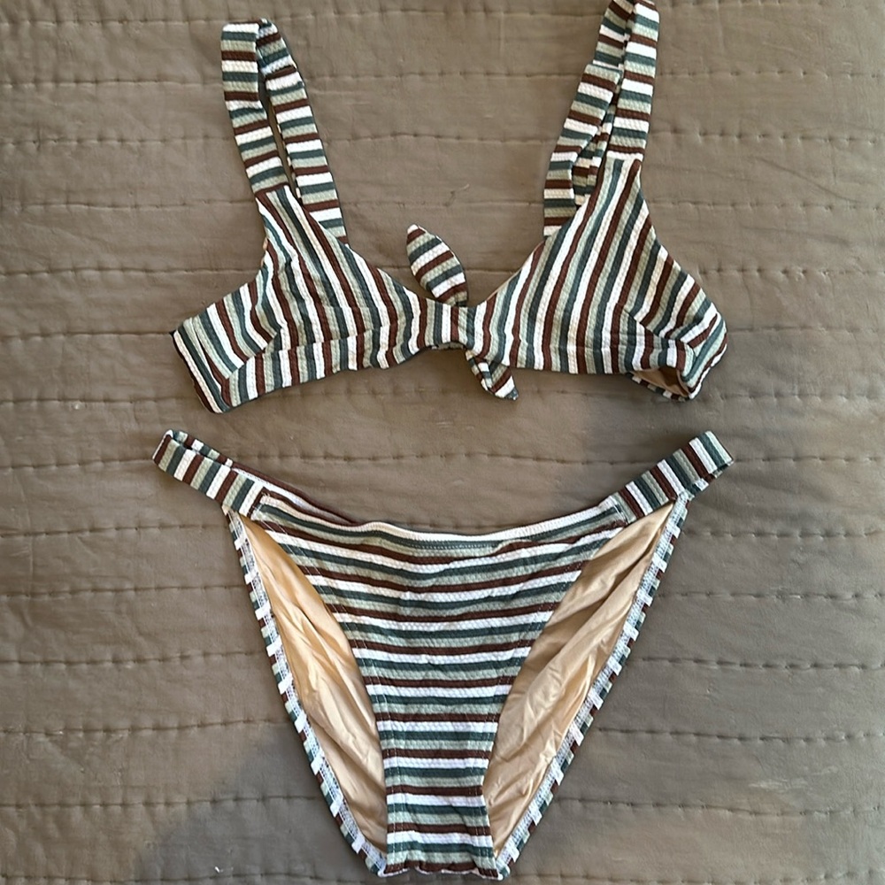 Minkpink Striped Bikini Swim size Small